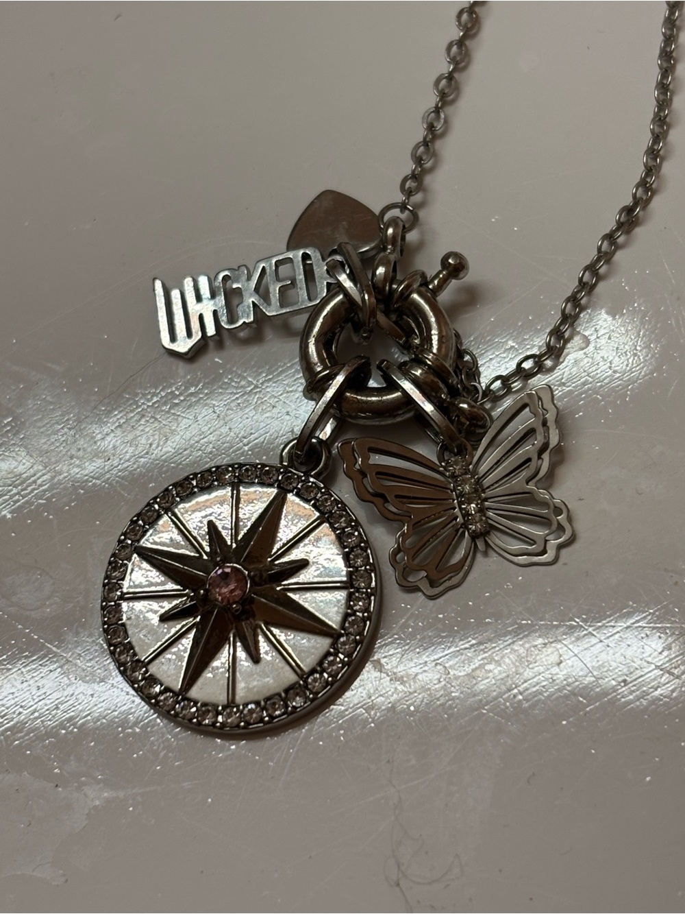 Wicked friendship Silver-Tone Charm Necklace